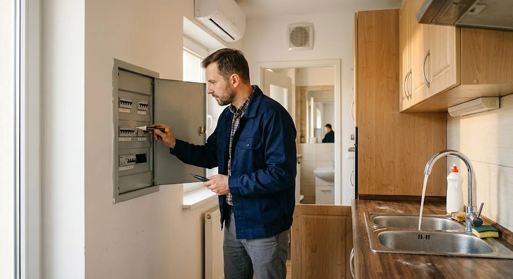 Sprawdzenie instalacji elektrycznej, wodnej i wentylacji w mieszkaniu